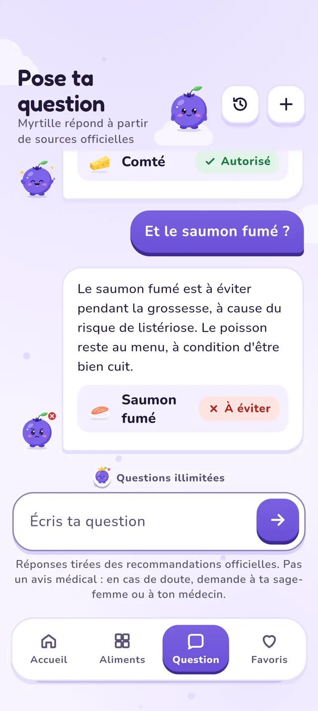 Discussion avec Myrtille sur le comté et le saumon fumé